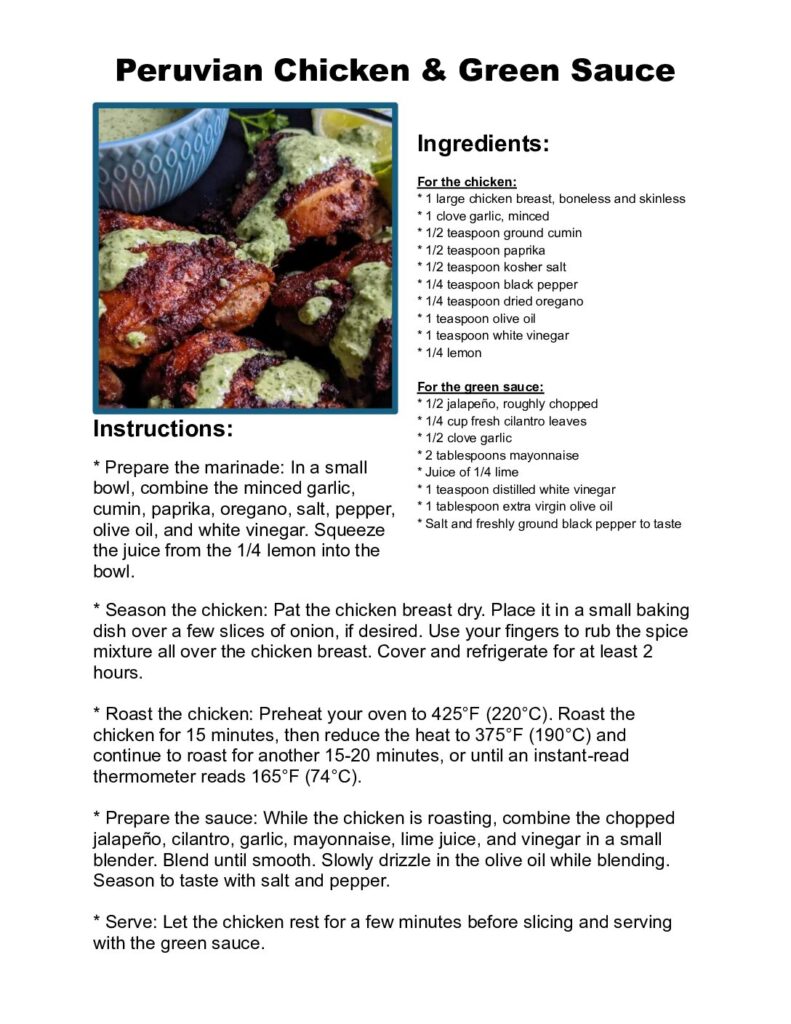 thumbnail of Peruvian Chicken ^0 Green Sauce